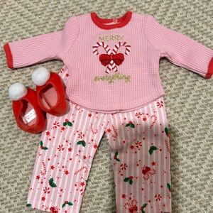 American girl doll Christmas pj set for doll